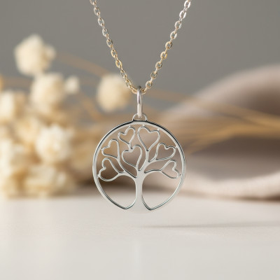 Pendentif Coeur Ajouré & Arbre de vie, Argent 925, 15 mm - Emanessence