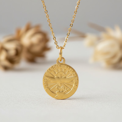 Médaille Saint Esprit, Or Jaune 375, 14 mm - Vandona