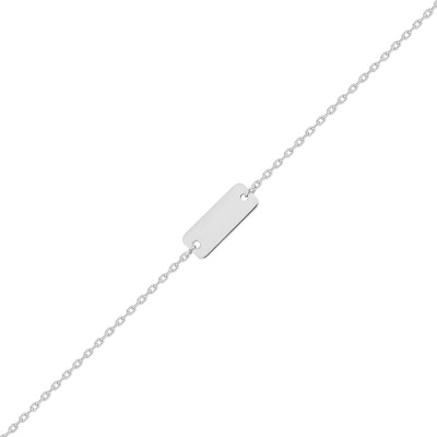 Gourmette Enfant Plaque Rectangle, Argent Rhodié 925, 13 à 15cm - Bambins