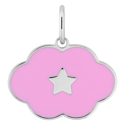 Pendentif Nuage & étoile, Argent & Laque rose - Emanessence