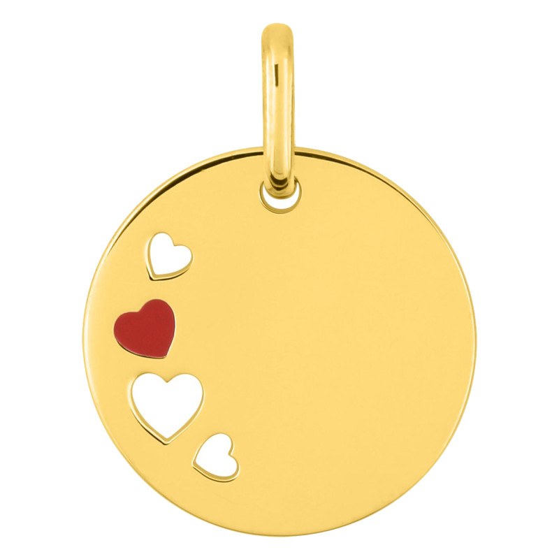 Pendentif Coeurs ajourés, Plaque or & Laque - Emanessence