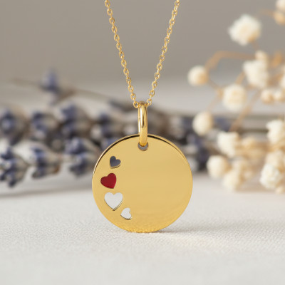 Pendentif Coeurs ajourés, Plaque or & Laque - Emanessence