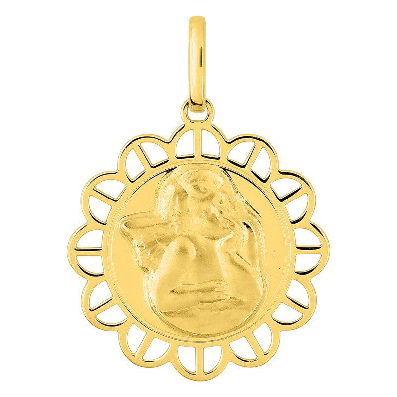 Médaille Ange contour Ajouré, Or Jaune 375 - Emanessence