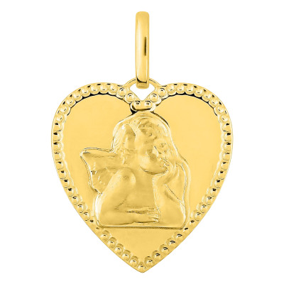 Médaille Ange coeur, Or Jaune 375 - Emanessence