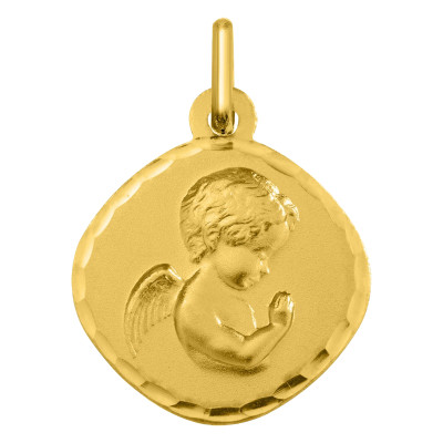 Médaille Ange en Prière ovale, Or jaune 750, 14.50mm - Argyor