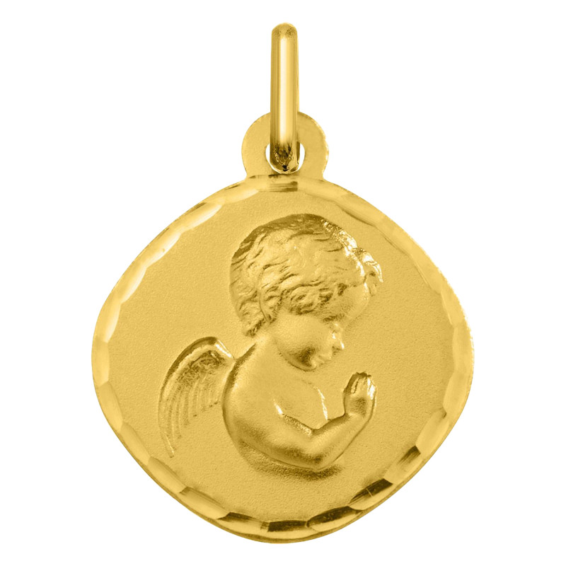 Médaille Ange en Prière ovale, Or jaune 750, 14.50mm - Argyor