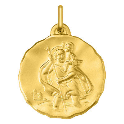 Médaille Saint Christophe, Or jaune 750, 18 mm - Argyor