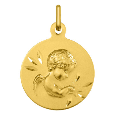 Médaille Ange à l'Etoile, Or jaune 750, 16.50 mm - Argyor