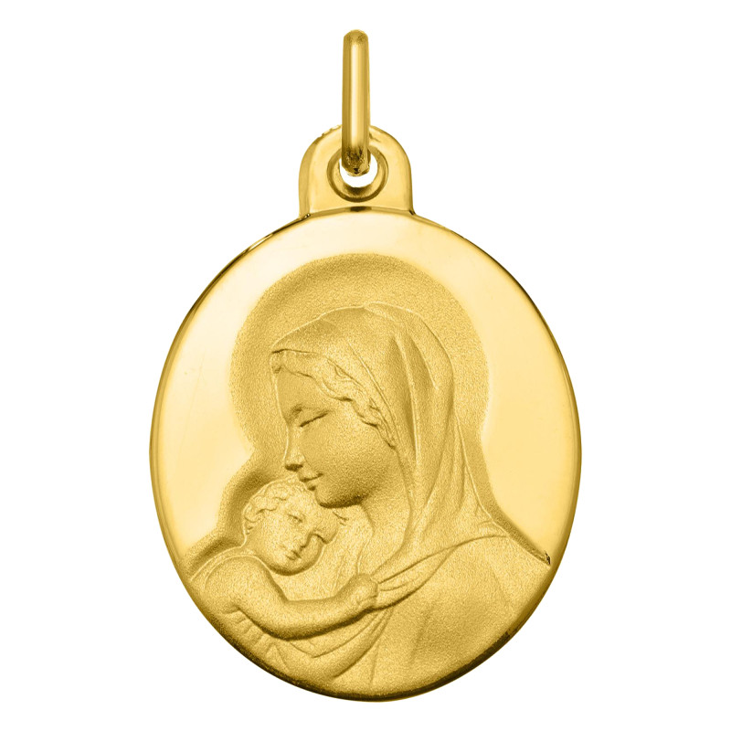 Médaille Vierge à l'Enfant Ovale, Or jaune 750, 17mm - Argyor