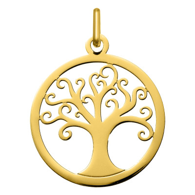 Médaille Arbre de Vie ajouré travaillé, Or jaune 750, 20mm - Argyor