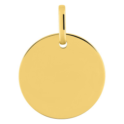 Médaille Ronde polie à graver, Or jaune 750, 18mm - Emanessence