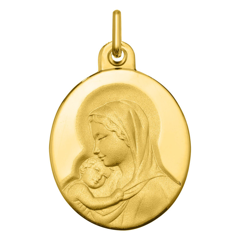 Médaille Vierge à l'Enfant, Or jaune 375, 17mm - Argyor