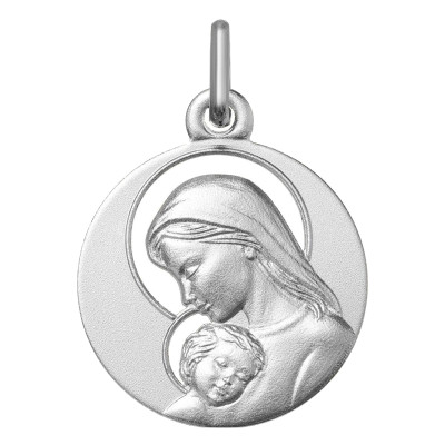 Médaille Vierge à l'enfant ajourée, Argent 925 - Lumiosa