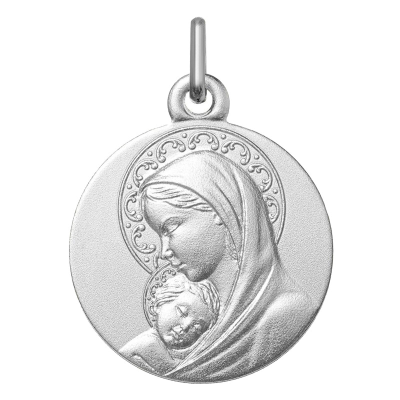 Médaille Vierge à l'enfant auréolé, Argent 925 - Lumiosa
