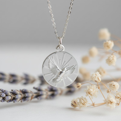 Médaille Colombe Saint Esprit, Argent 925, 16mm - Lumiosa