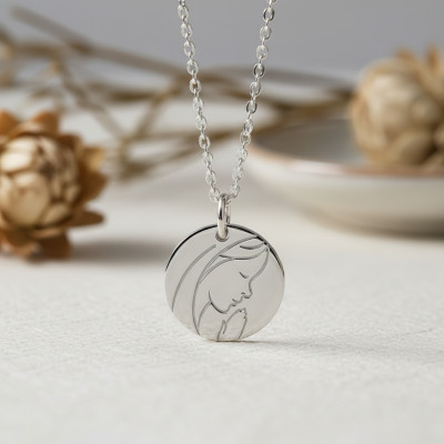 Médaille Vierge en prière, Argent 925, 16mm - Lumiosa