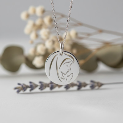 Médaille Vierge en prière ajourée, Argent 925, 16mm - Lumiosa