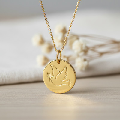 Médaille Colombe, Or Jaune 750, 16 mm - Argyor