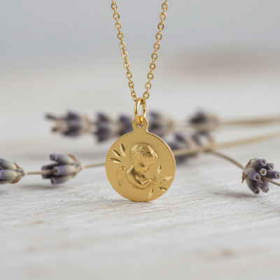 Médaille Ange à l'Etoile, Or jaune 750, 16.50 mm - Argyor