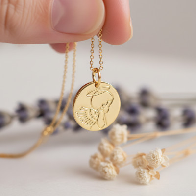 Médaille Ange ailé de profil, Or Jaune 750, 16mm - Argyor