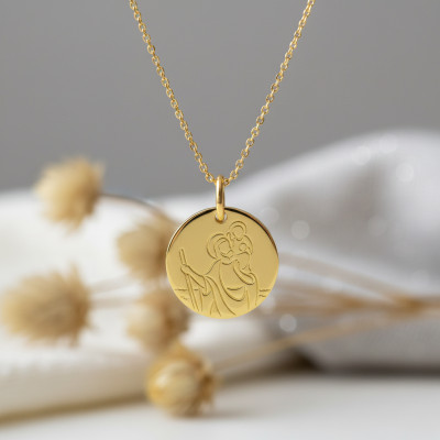 Médaille Saint Christophe laser, Or Jaune 750, 16 mm - Argyor