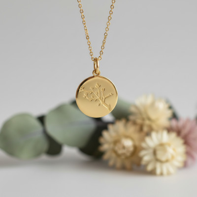 Médaille Arbre de vie au rameau, Or Jaune 750, 18mm - Argyor
