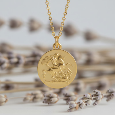 Médaille Saint Georges Ronde, Or jaune 750, 18mm - Argyor