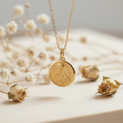 Médaille Sainte Thérèse, Or jaune, 16mm - Lucas Lucor