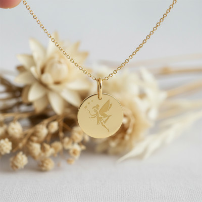 Médaille Fée Aux Étoiles , Or Jaune 375, 15mm - Lucas Lucor