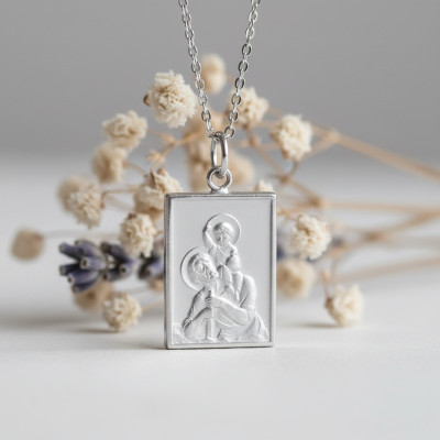 Médaille Saint Christophe de Lycie, Argent, 22x17mm - Emanessence