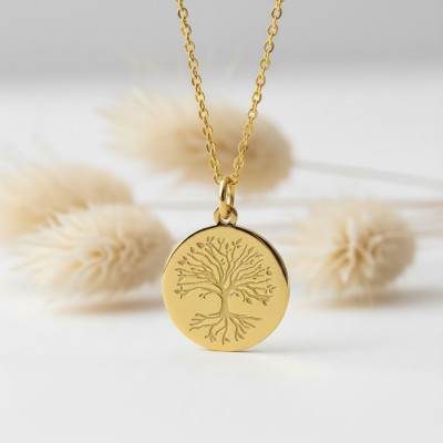 Médaille Arbre de Vie Racines, Or jaune 750, 16 & 18mm - Argyor