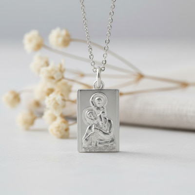 Médaille Rectangulaire Saint-Christophe, Argent 925, 18,50 mm x 12 mm - Emanessence