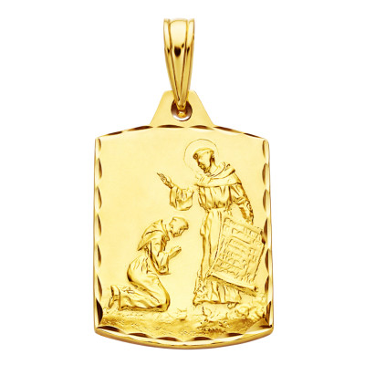 Médaille Saint François d'Assise, Or jaune 750, 20x14mm - Lumiosa