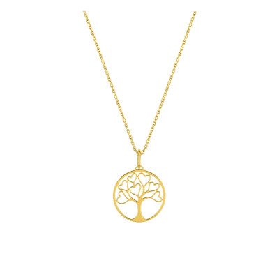 Collier Arbre de Vie Cœurs, Or jaune 750 - Emanessence