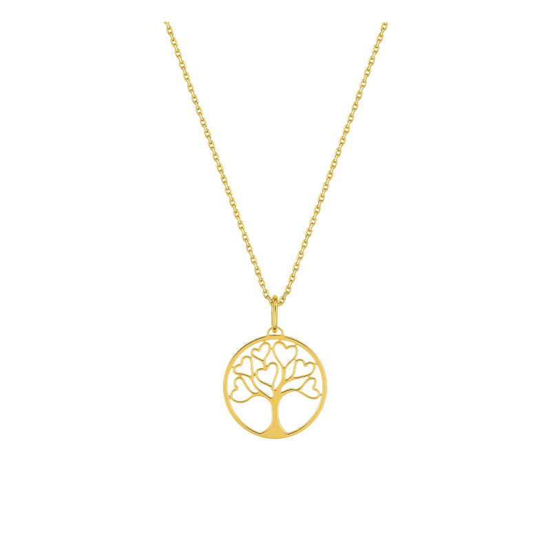 Collier Arbre de Vie Cœurs, Or jaune 750 - Emanessence