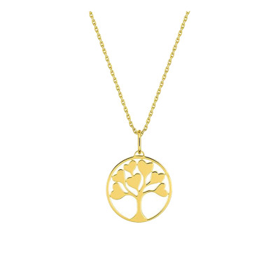 Collier Femme Arbre de Vie Cœurs, Or jaune 750 - Emanessence