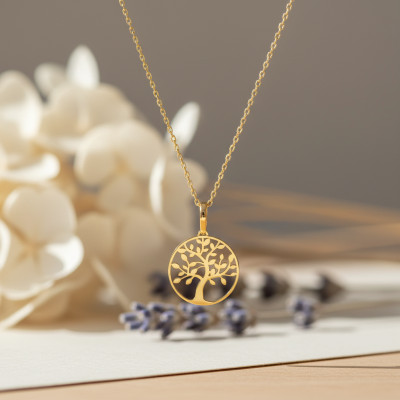 Collier arbre de vie, Or Jaune 375, 42cm - Emanessence