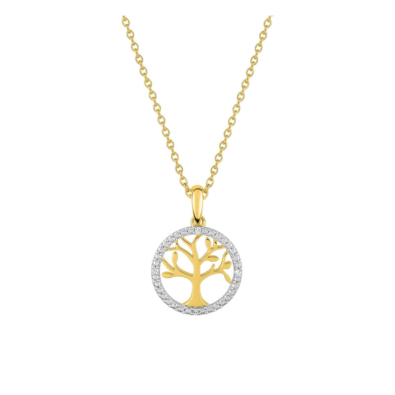 Collier arbre de vie, Plaqué or jaune & Oxydes, 43cm - Emanessence
