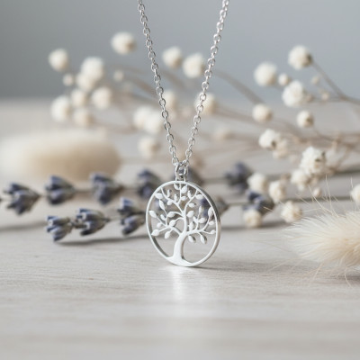Collier arbre de vie, Argent Rhodié 925, 42cm - Emanessence