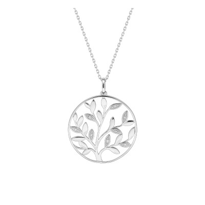 Collier arbre de vie, Argent Rhodié 925 & Oxydes, 43cm - Emanessence