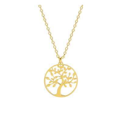 Collier arbre de vie, Plaqué or, 42cm - Emanessence