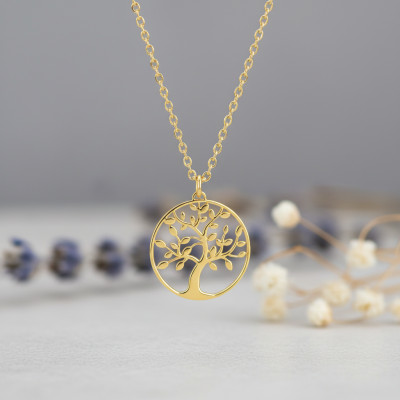 Collier arbre de vie, Plaqué or, 42cm - Emanessence