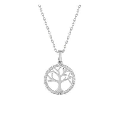 Collier arbre de vie, Oxydes & Argent Rhodié 925, 43cm - Emanessence