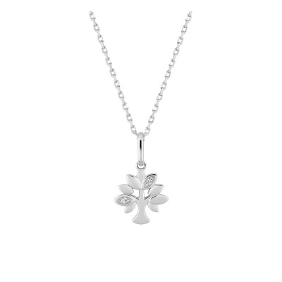 Collier pendentif arbre de vie, Argent & Oxydes, 43cm - Emanessence