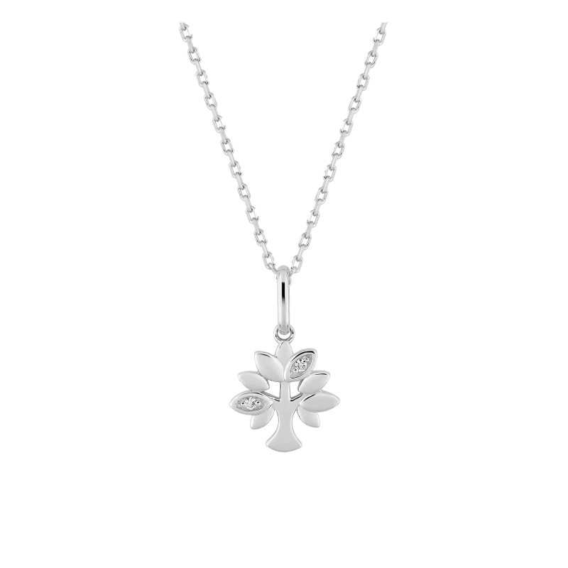 Collier pendentif arbre de vie, Argent & Oxydes, 43cm - Emanessence