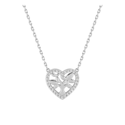 Collier arbre de vie coeur, Oxydes & Argent, 43cm - Emanessence