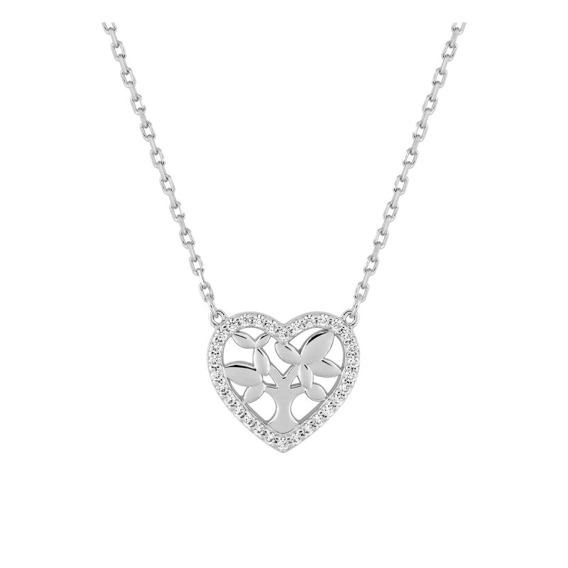 Collier arbre de vie coeur, Oxydes & Argent, 43cm - Emanessence