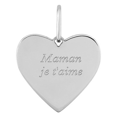Pendentif Coeur " Maman je t'aime ", Argent, 20mm - Emanessence