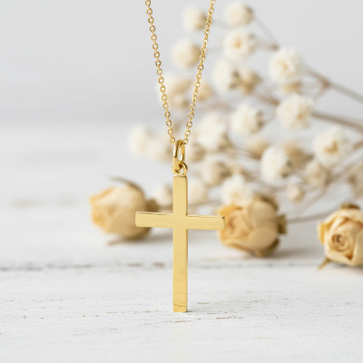 Croix Simple, Or Jaune, 23x15mm - Emanessence
