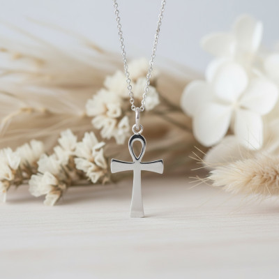 Croix Egyptienne, Argent Rhodié, 21x13mm - Emanessence